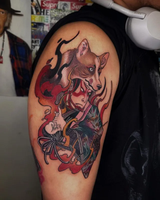 동양적인 반려견 타투