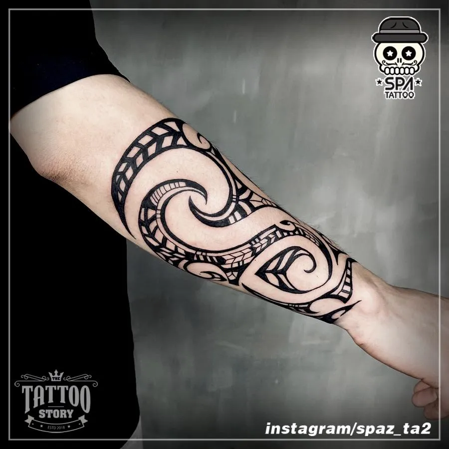 아랫팔 폴리네시안 문양 트라이벌 타투 - 1