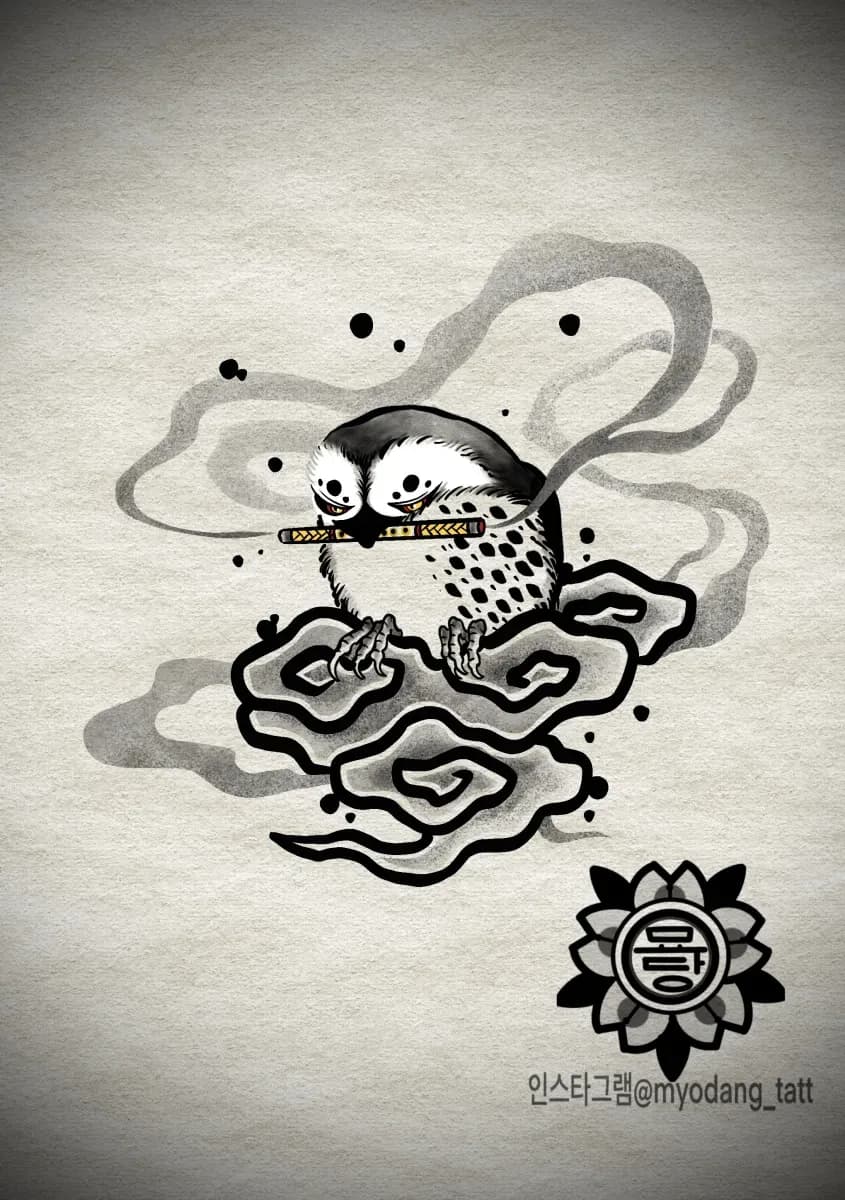 묘당타투 작은 새 - 1