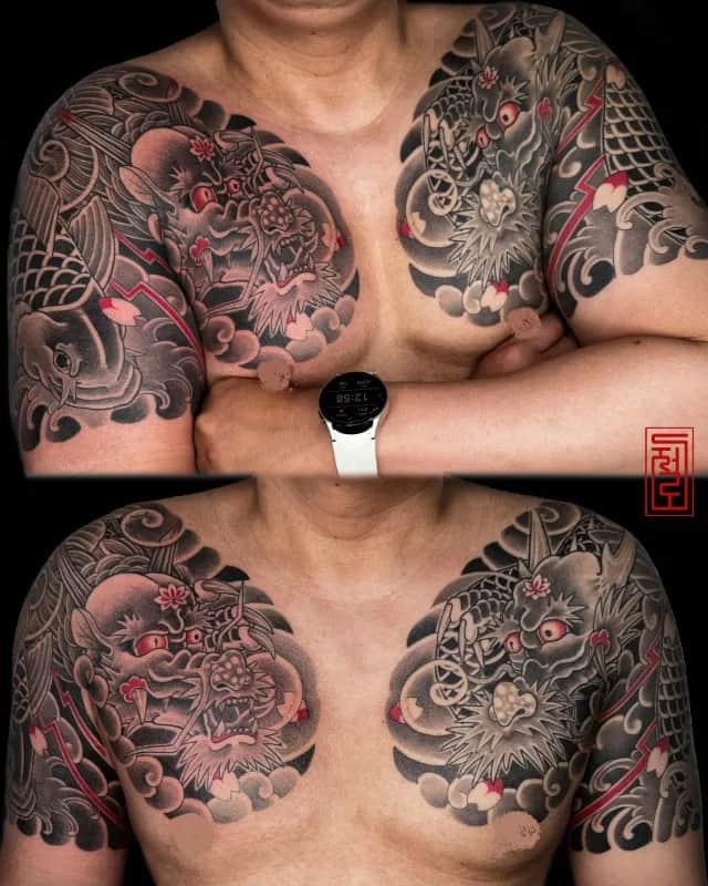 이레즈미 가슴반팔 용타투 잉어타투 부천타투 인천타투 시흥타투 제로타투