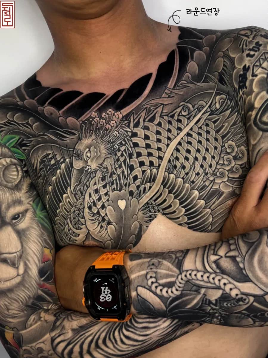 이레즈미 가슴긴팔타투 라운드연장 봉황타투 부천타투 시흥타투 인천타투 제로타투