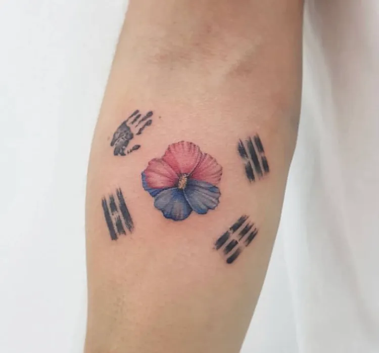 태극기 무궁화 컬러타투