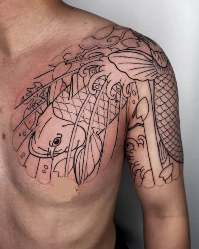 이레즈미 반팔 라인타투 잉어타투 인천타투 시흥타투 부천타투 제로타투