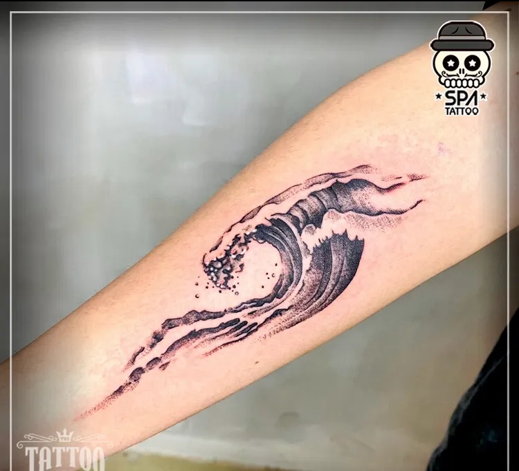 아래팔 파도 물결 타투 - 1