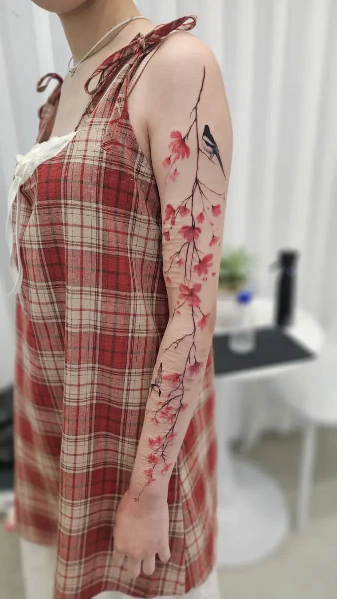 벚꽃 플로우 타투