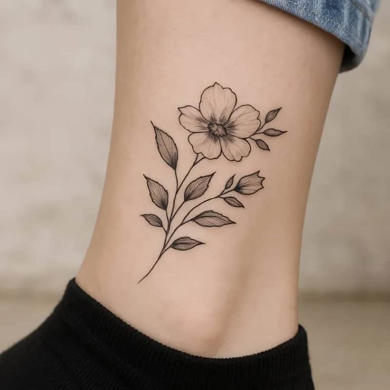 꽃 발목타투(라인워크)