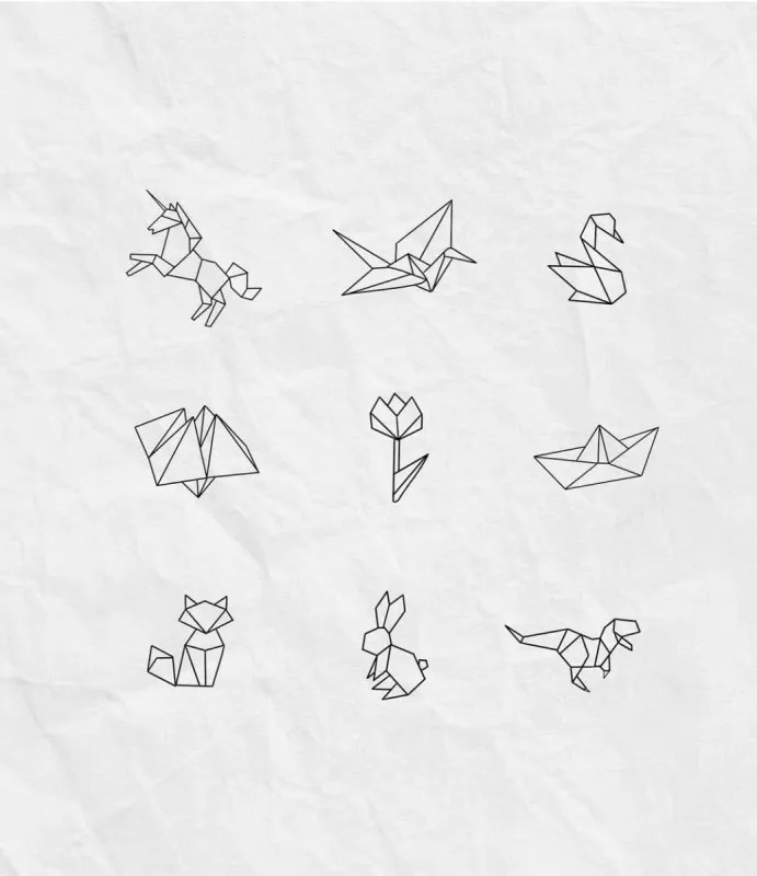 종이접기타투,배타투,유니콘타투,토끼타투 - 1