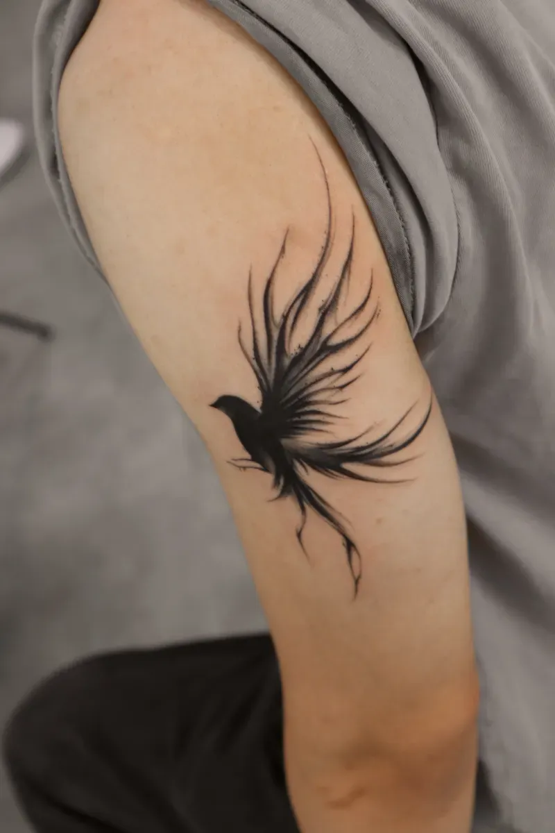 시크한 새 타투🖤 새, 날개, 독수리, 멋진, 블랙워크, 호랑이, 레터링 - 1
