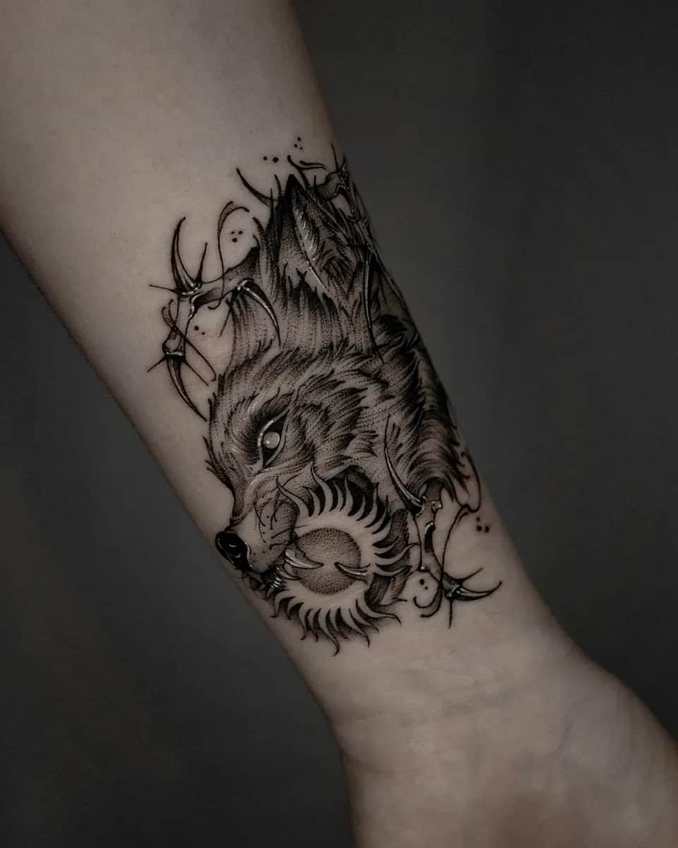늑대 흉터커버 블랙워크 타투