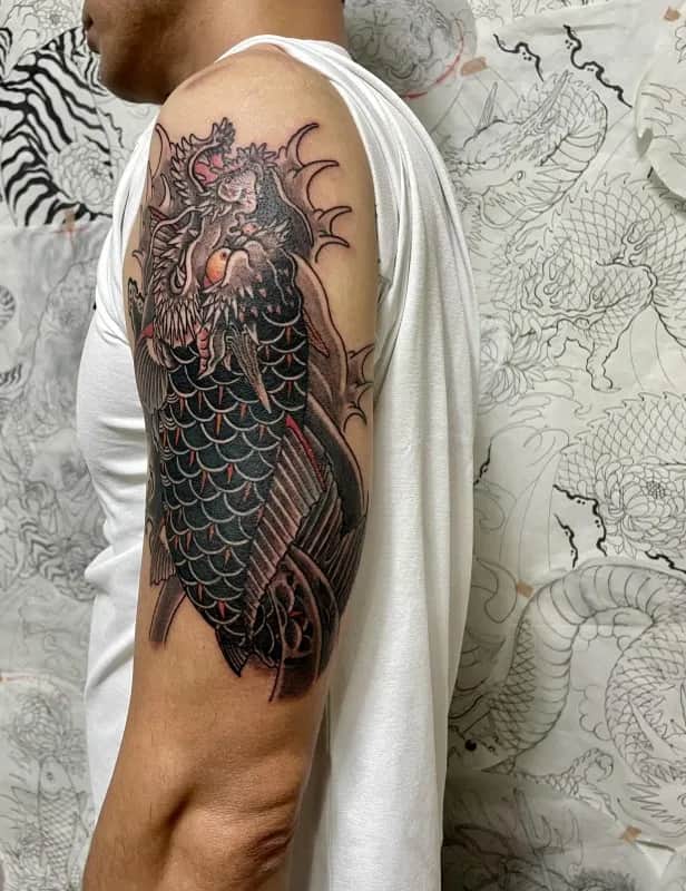 커버업 작업(목어 Dragon koi)