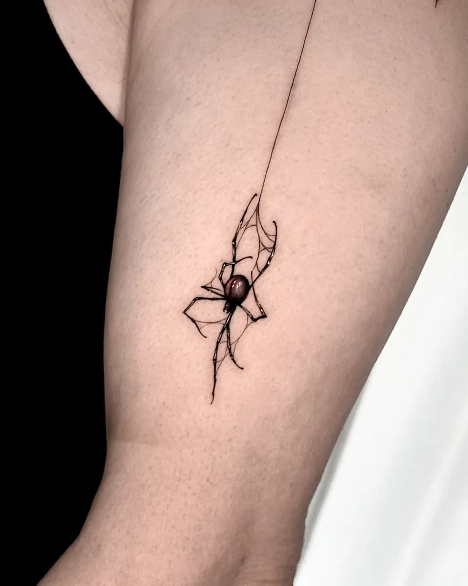 거미 거미줄 블랙워크 타투 - 1