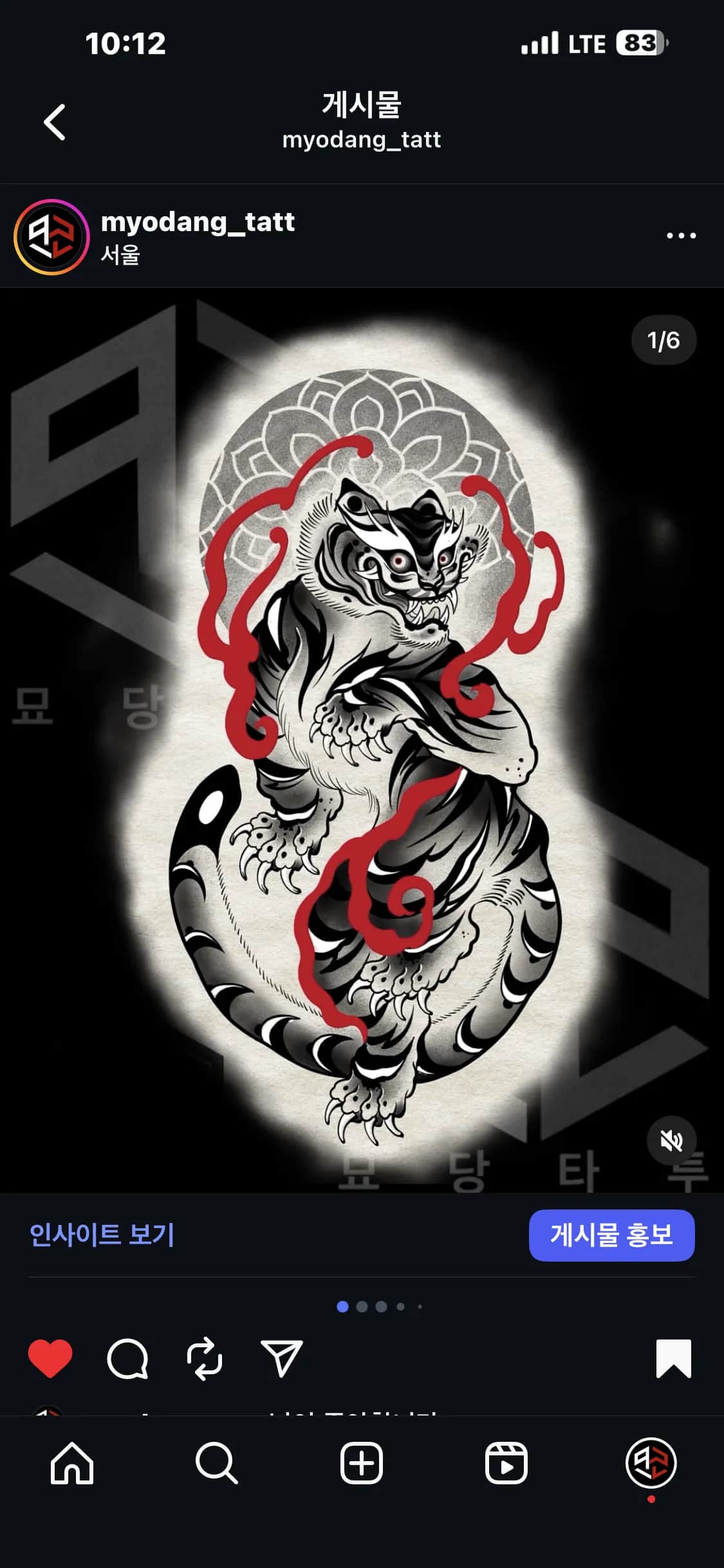묘당타투 korea 한국 호랑이⚡