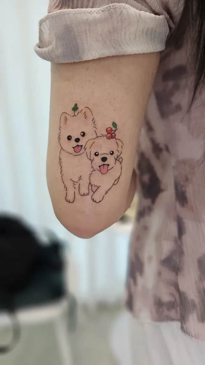강아지 커플 타투