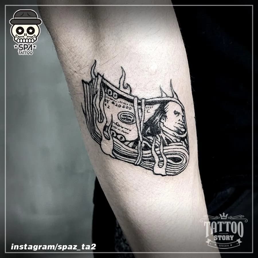 블랙워크 돈 뭉치 타투 - 1