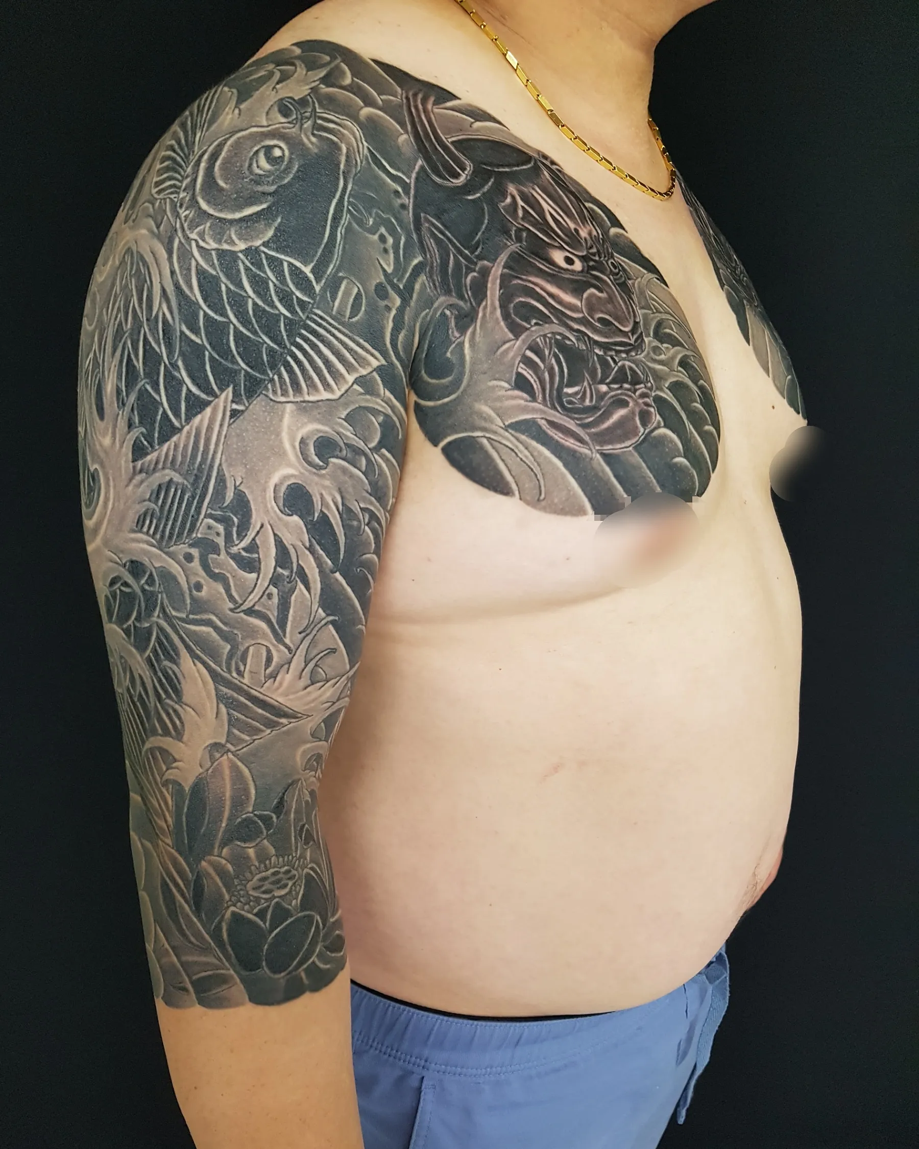 목포타투 TS타투 가슴칠부타투 이레즈미 잉어타투 - 1