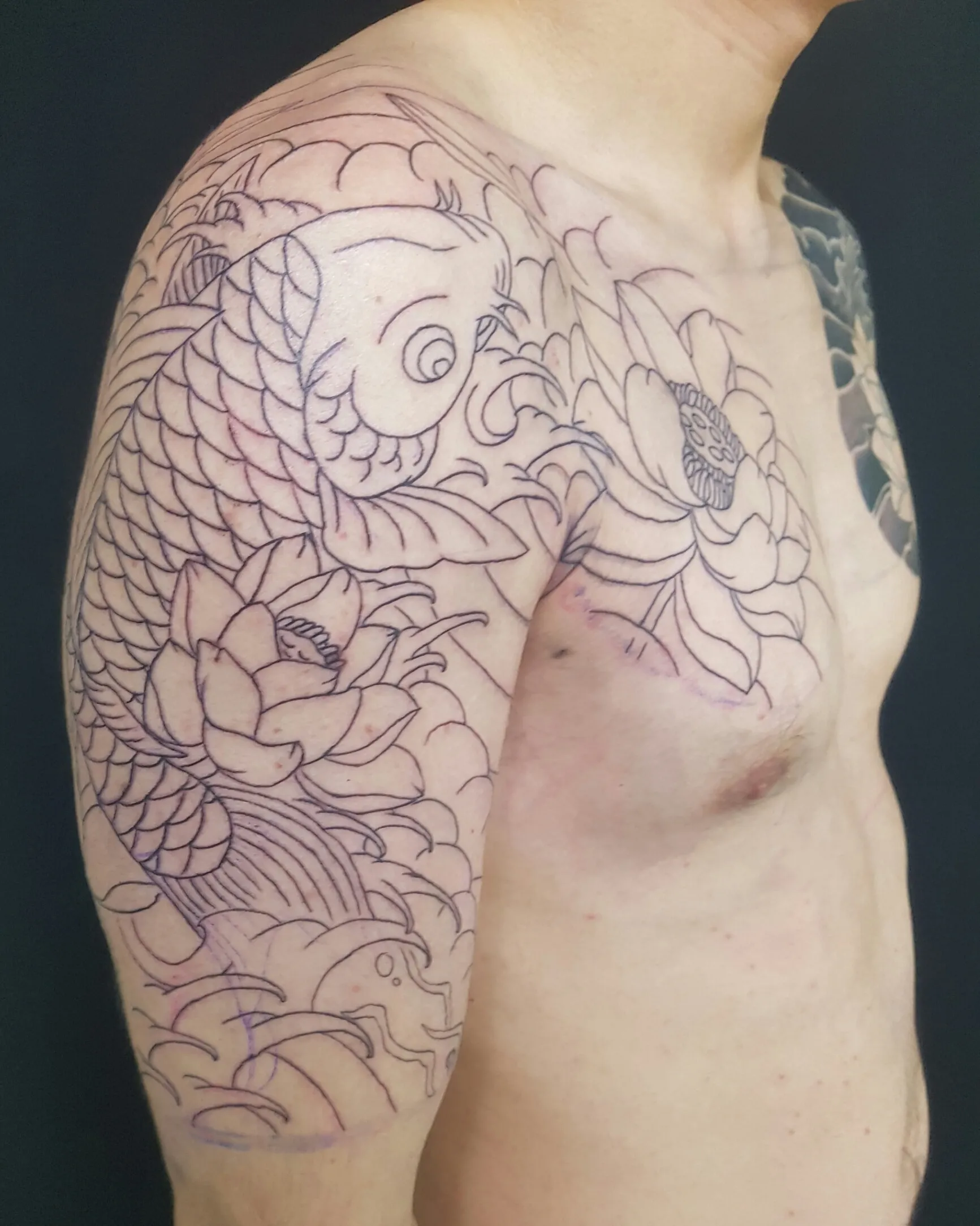 가슴반팔 라인작업 - 1