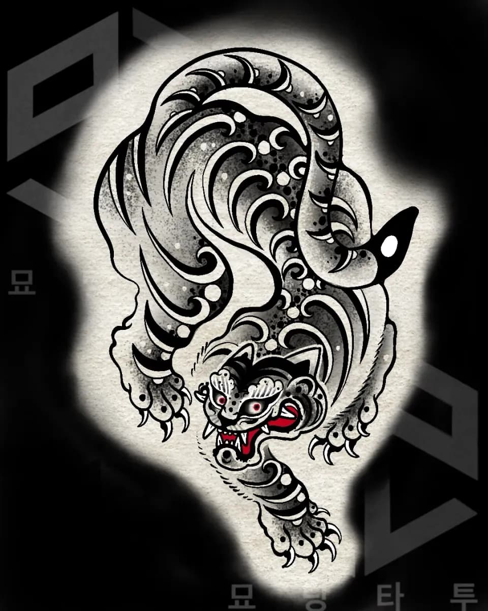 묘당타투 검은 호랑이 - 1